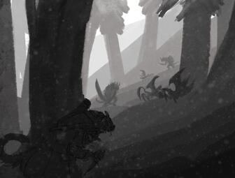 Painted Scene Greyscale